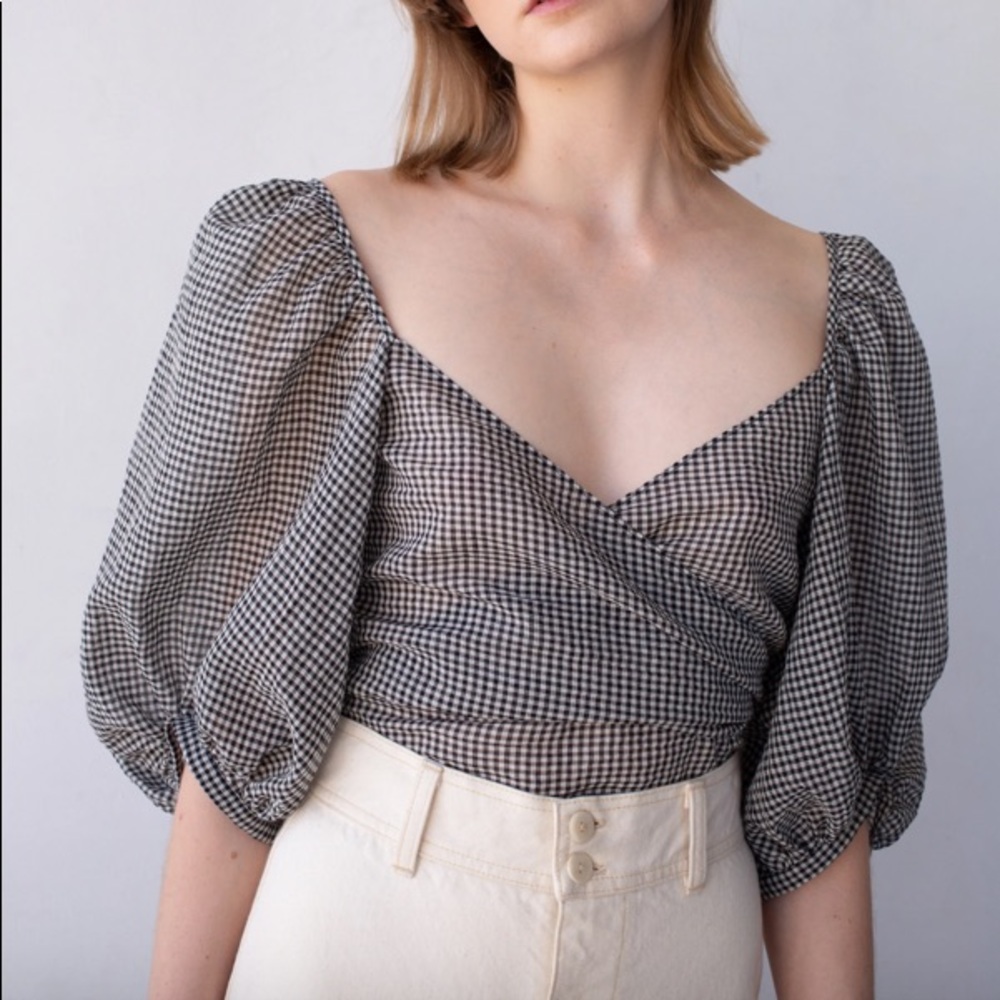 NWT Shaina Mote Opal Top - Black Gingham